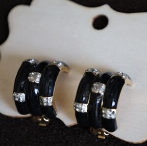 Black clip on Earrings